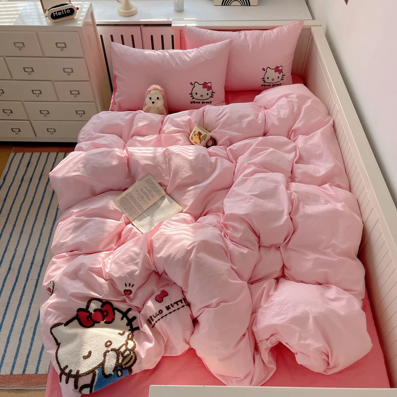 少女公主风纯棉毛巾绣三丽鸥四件套学生宿舍三件套