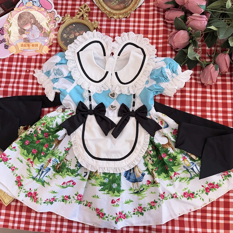 女童爱丽丝连衣裙2025夏季新款时尚小女孩棉布裙薄款裙子儿童蓬裙