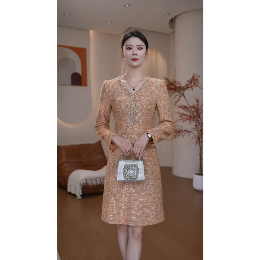 【语馨服饰】1946新款春装2025年长袖女装高贵气质连衣裙