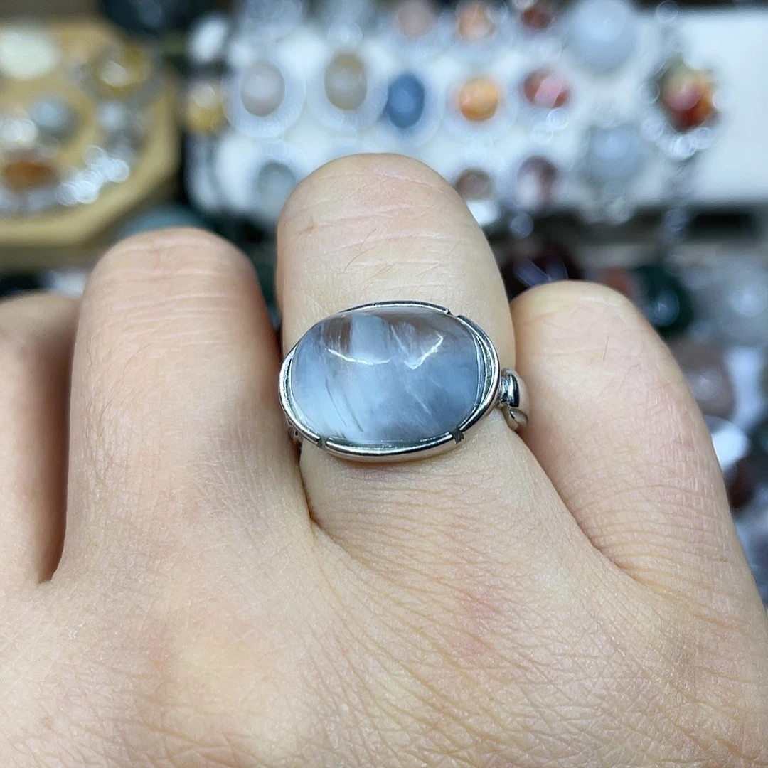 【闪购商品】银S925镶嵌珠宝半成品水晶戒指