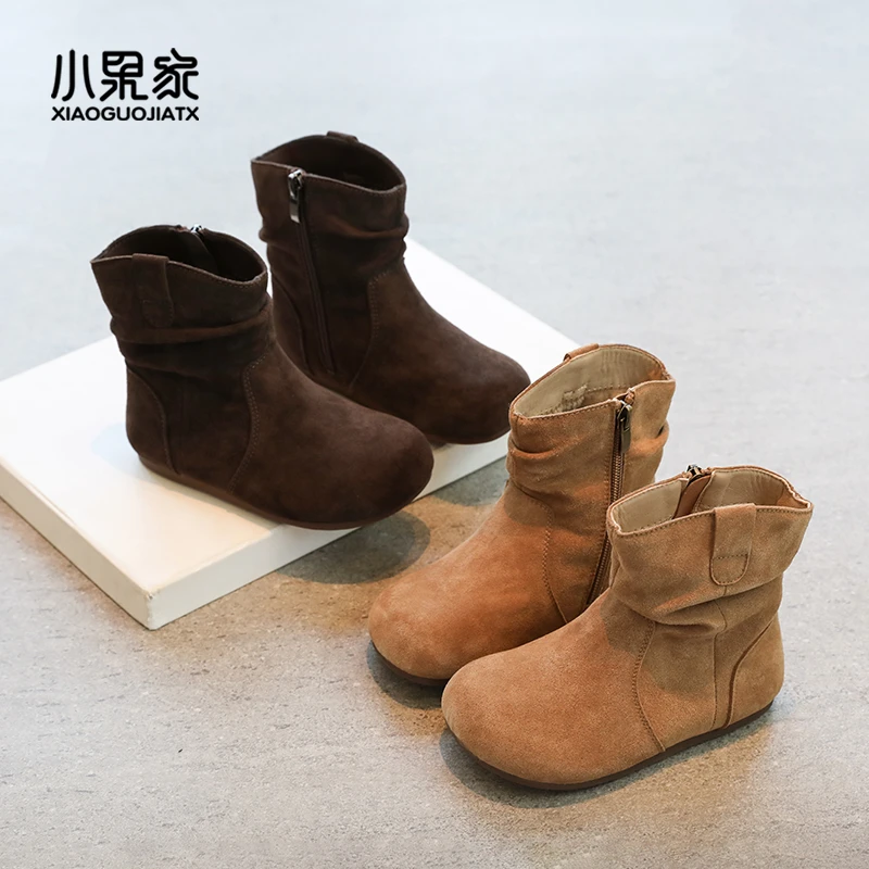 女童靴子2025新款儿童短靴秋洋气小公主女宝秋季女孩童靴秋冬棕色