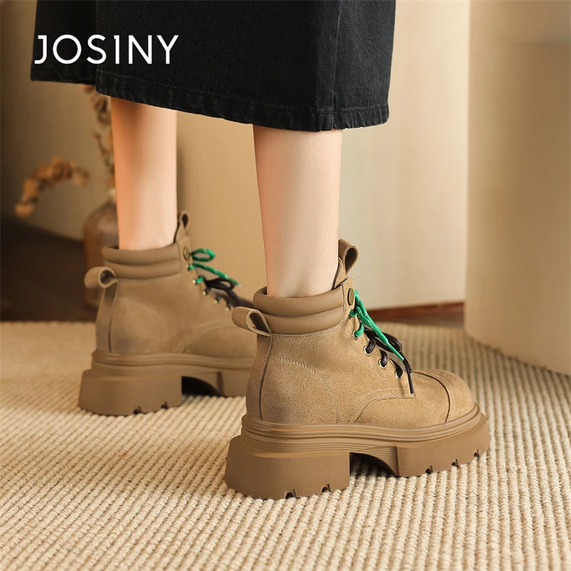 卓诗尼马丁靴女款秋冬新款户外短靴厚底擦色双系带筒工装靴大黄靴