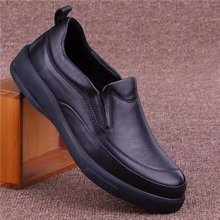 EAEOVNI男鞋春夏透气软底男士商务休闲皮鞋厚底鞋男一脚蹬爸爸鞋