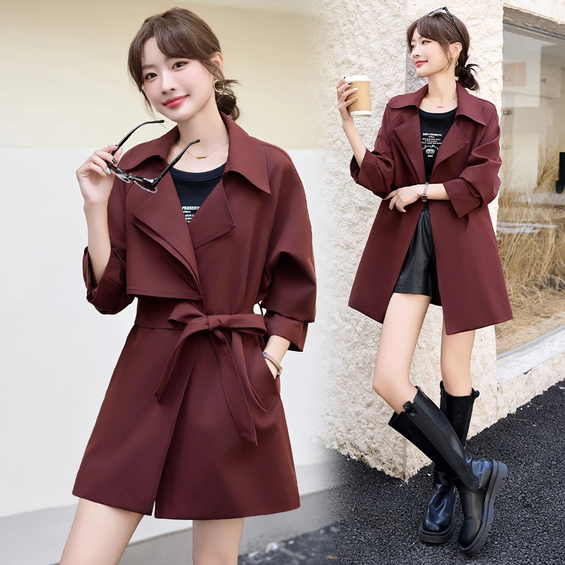 2025春季新款韩系气质外套英伦风衣穿搭时尚气质送腰带温婉风衣服