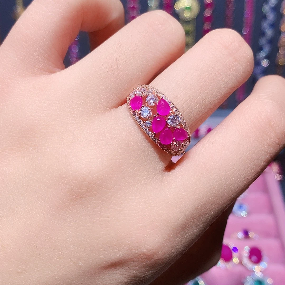 银S925镶嵌戒指红宝石