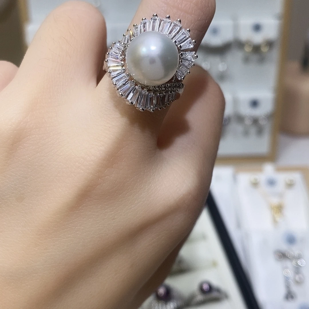 海水珍珠戒指银S925镶嵌