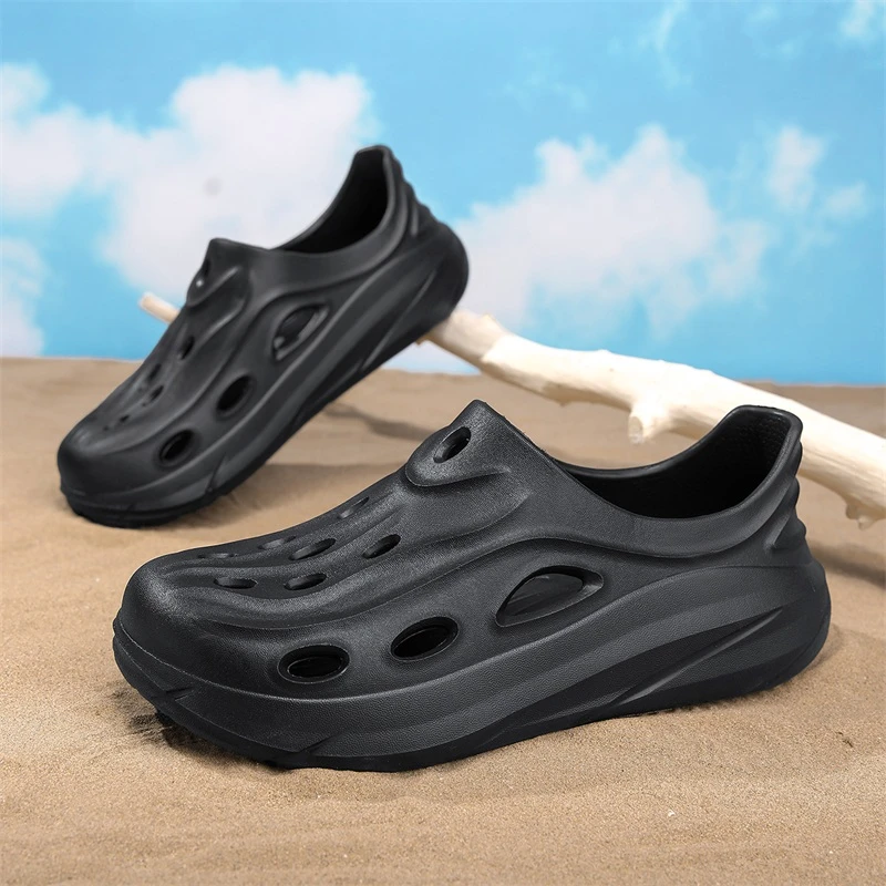 yearcon/透气防滑内增高凉鞋拖鞋凉拖洞洞鞋休闲潮流软底镂空1112