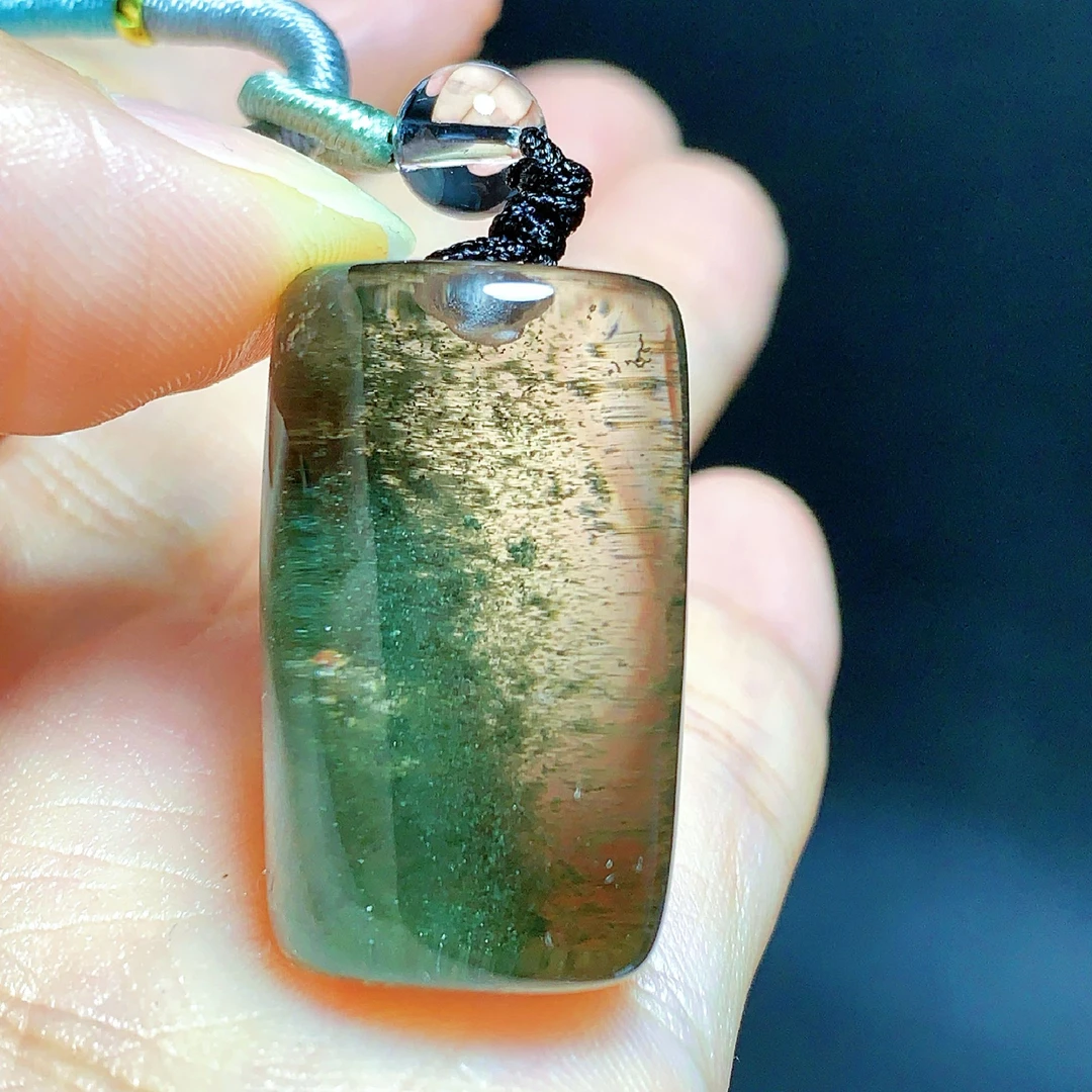 东海水晶天然随形绿幽灵水晶吊坠毛衣链通透原石项坠男女款聚宝盆