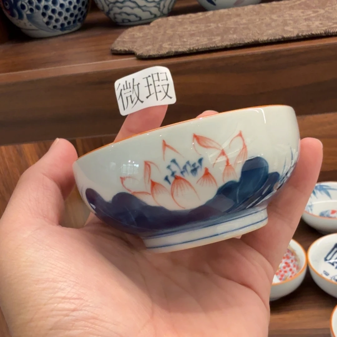 釉下手绘茶具微瑕