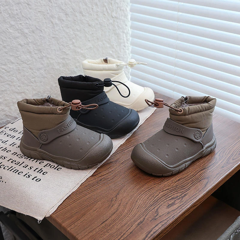 运动风防水儿童雪地靴加绒加厚男童大棉鞋宝宝冬季棉鞋女童雪地棉