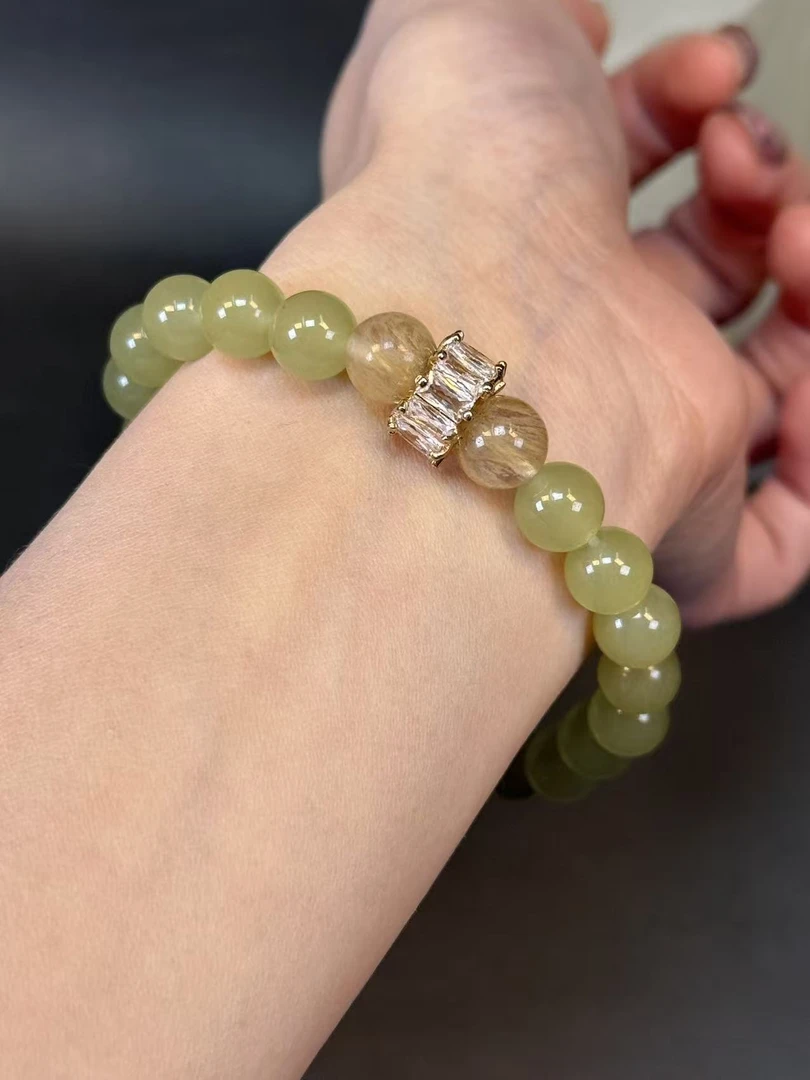 朱朱专属-和田玉单圈配水晶单圈手串MK1017