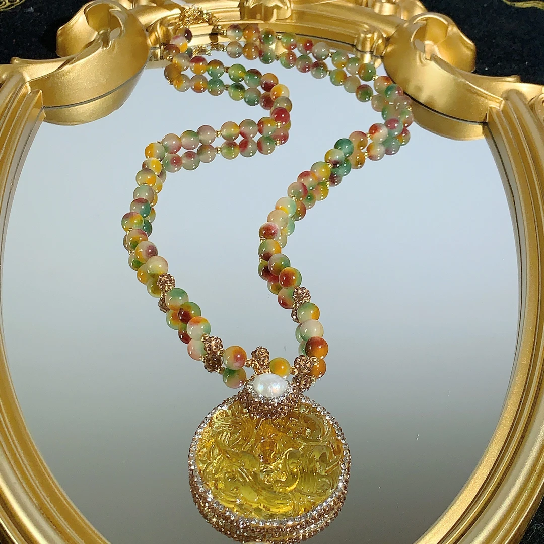 铜合金合成锆石项链 TTSD 黄色时尚潮流百搭项链 536