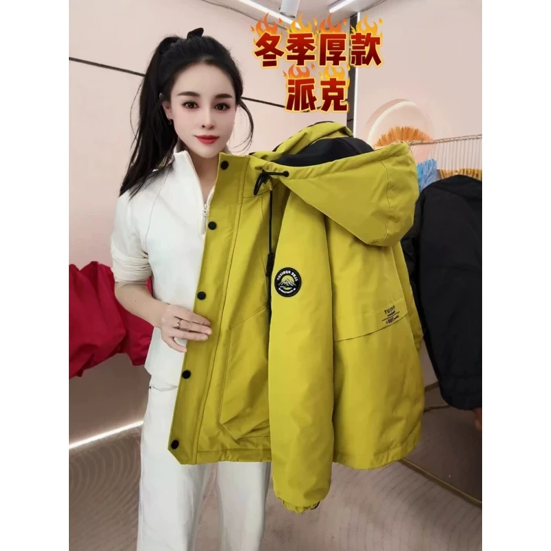 东北加厚派克服女时尚贴标设计感棉衣潮20205冬新款连帽防风棉服