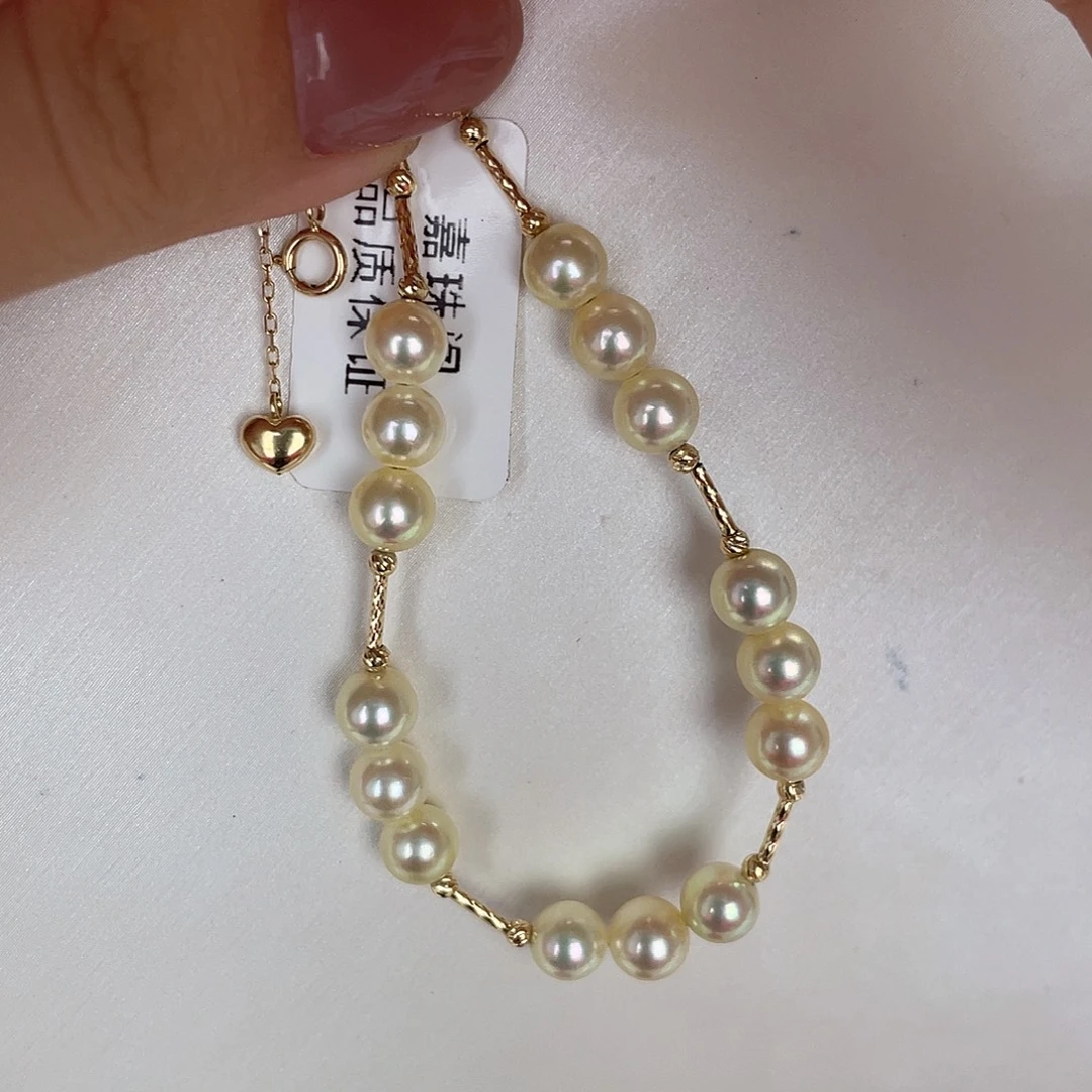 海水珍珠18K金镶嵌手绳