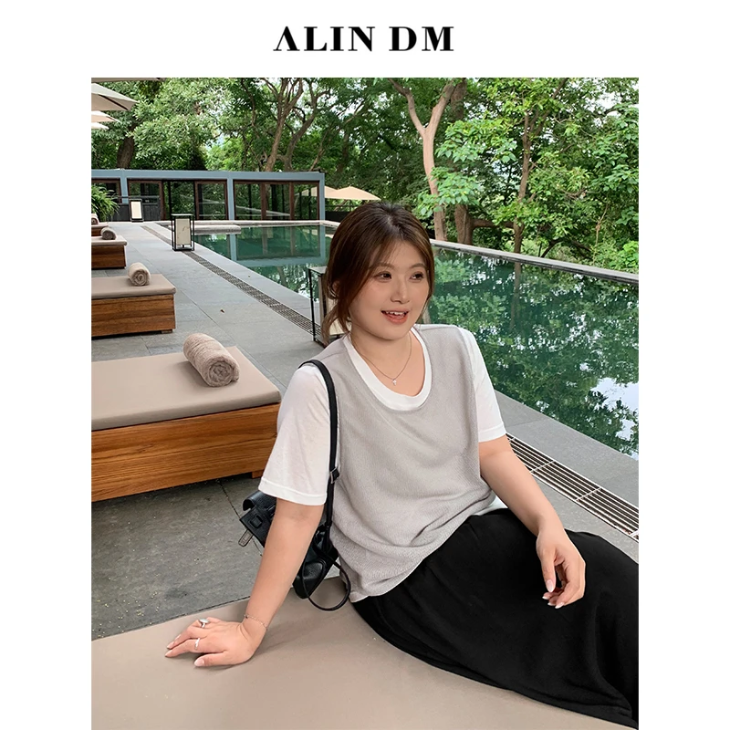 ALINDM【炎炎夏日】大码微胖mm 韩版宽松慵懒风叠穿百搭套装 IG5105