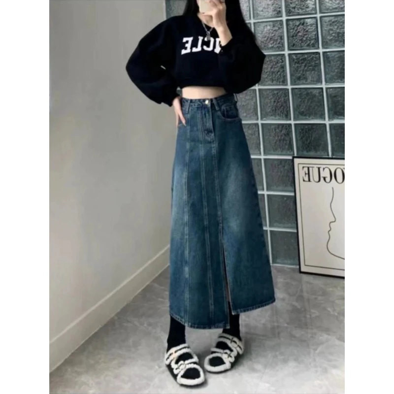 经典复古牛仔半身裙女款爆款2025新款高腰显瘦夏季薄款包臀a字裙