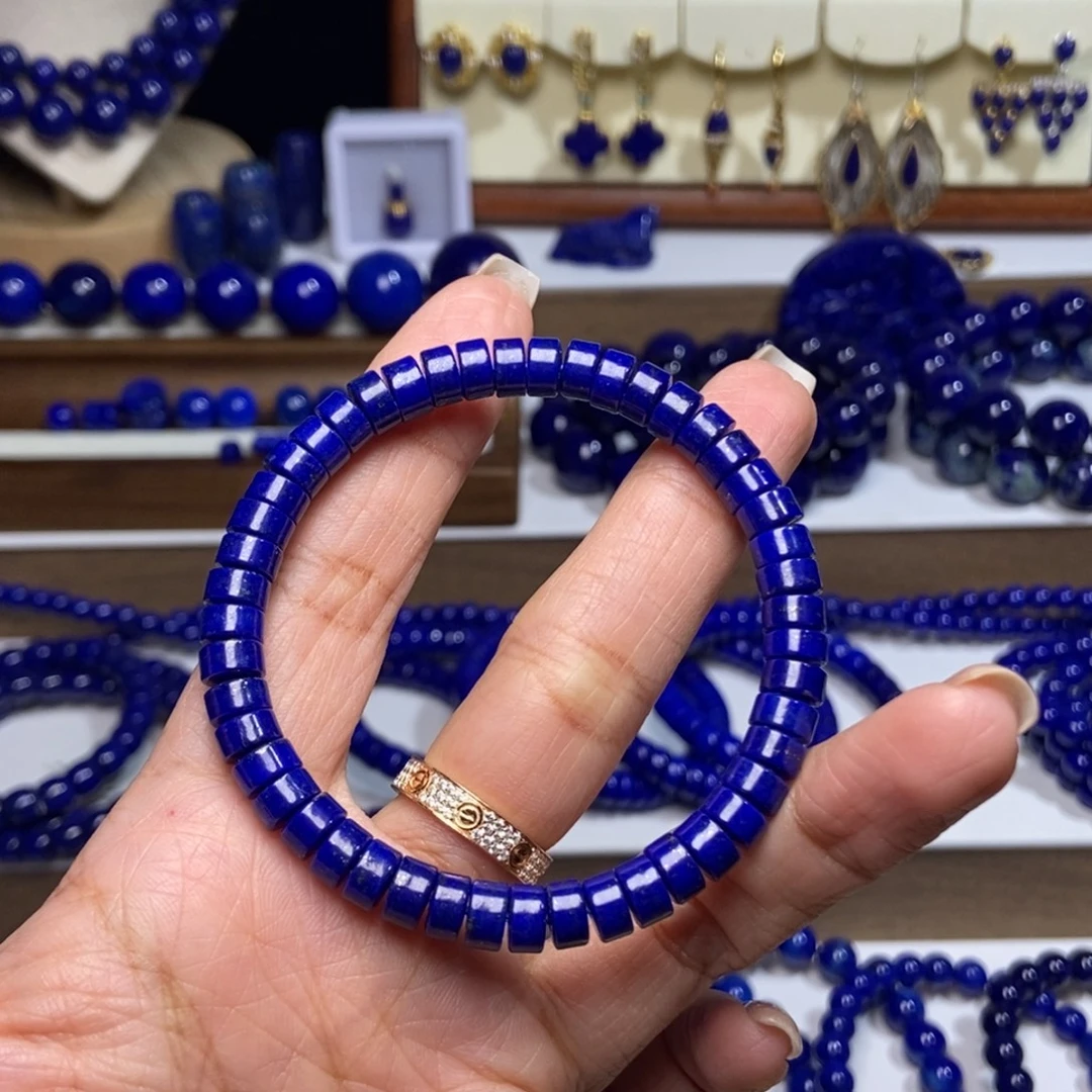 青金石未镶嵌6.5mm精工药片手串