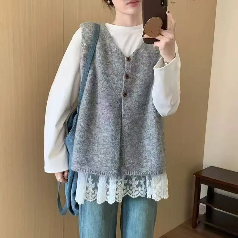 复古慵懒风设计感针织马甲女2025秋冬新款宽松显瘦百搭无袖背心潮