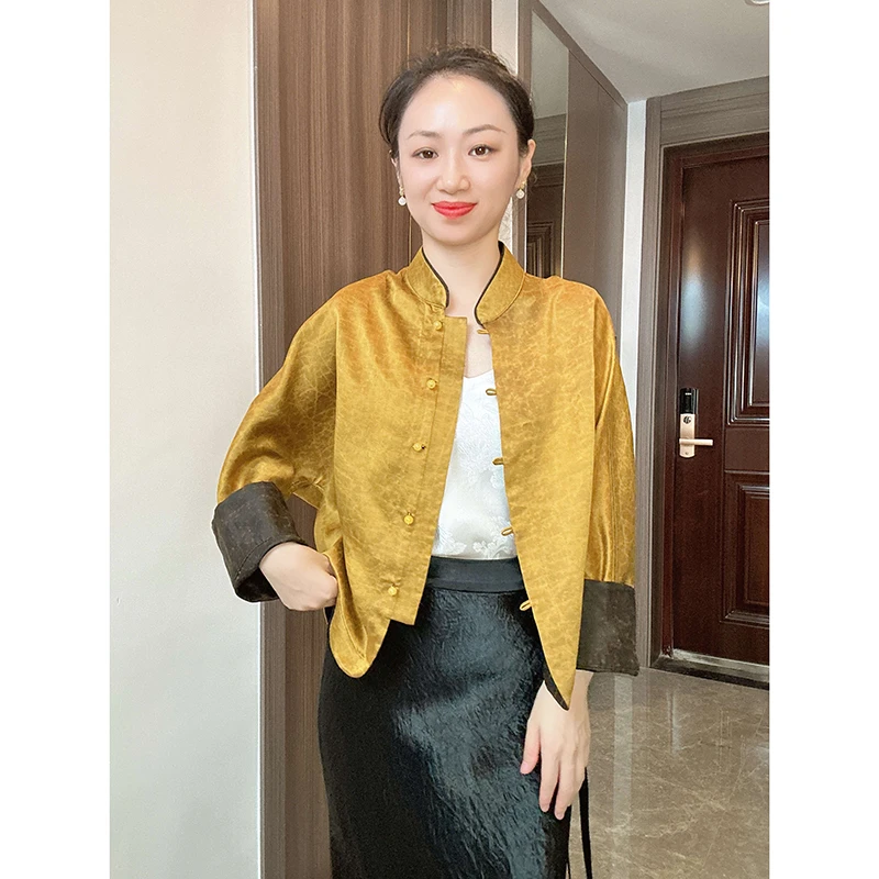 【黄金龟】韩如艺新中式香云纱素平缎重缎金龟黄金龟双面穿外套