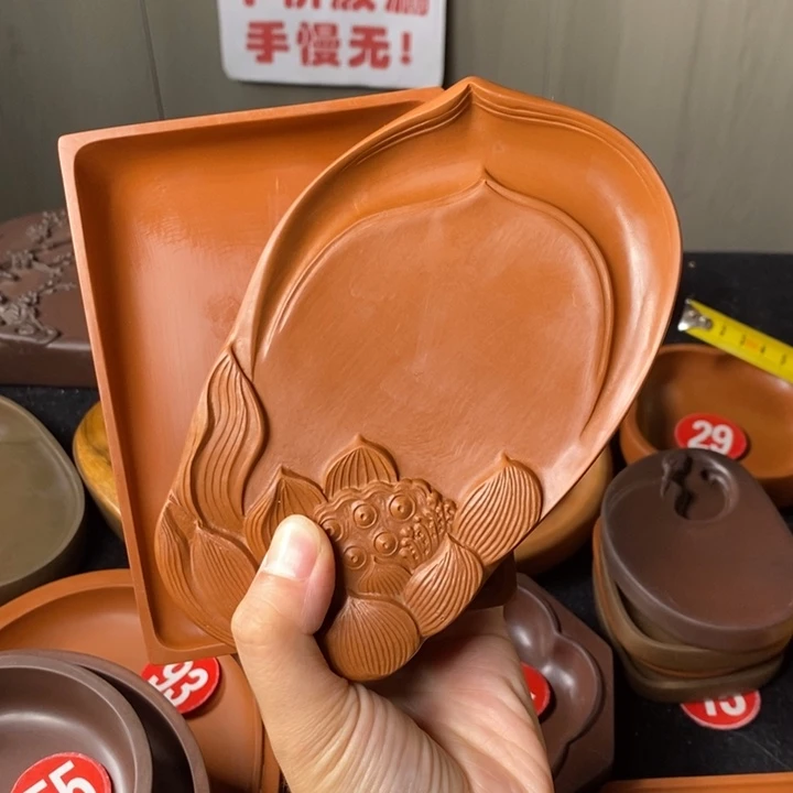 微瑕荷莲方斜淌澄泥砚台