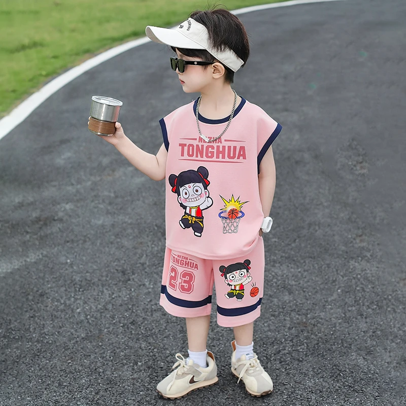 男童夏套装服装新款帅气时髦潮酷痞帅夏季薄款哪吒儿童男夏装套装