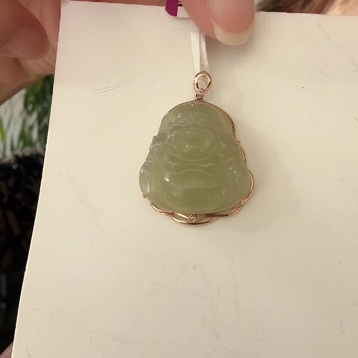 和田玉18K金镶嵌颈饰倩