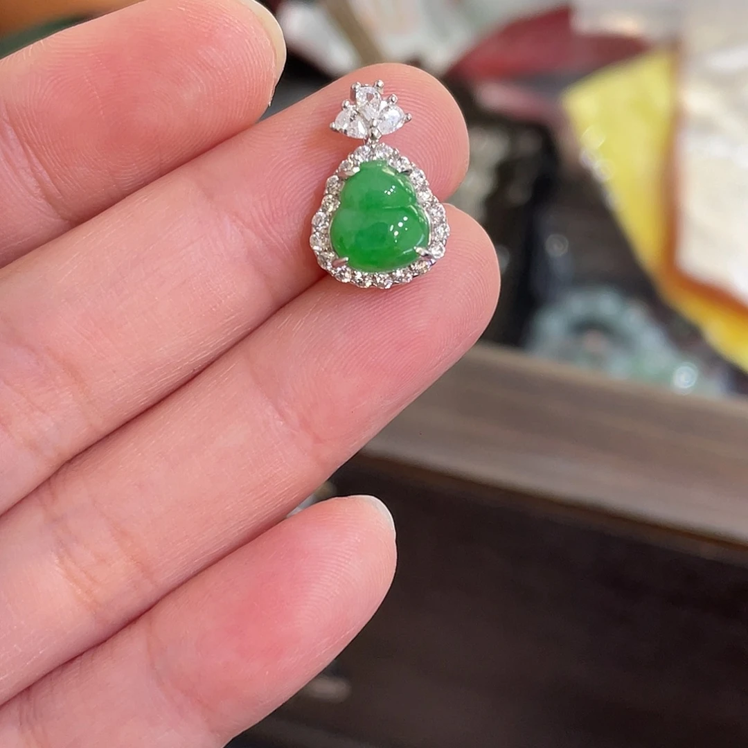 翡翠银S925镶嵌吊坠(不含链)