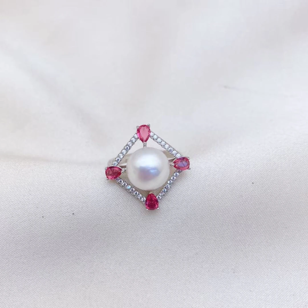 LH140【红宝色珍珠戒指】时尚简约高级大气魅力美丽珍珠活口