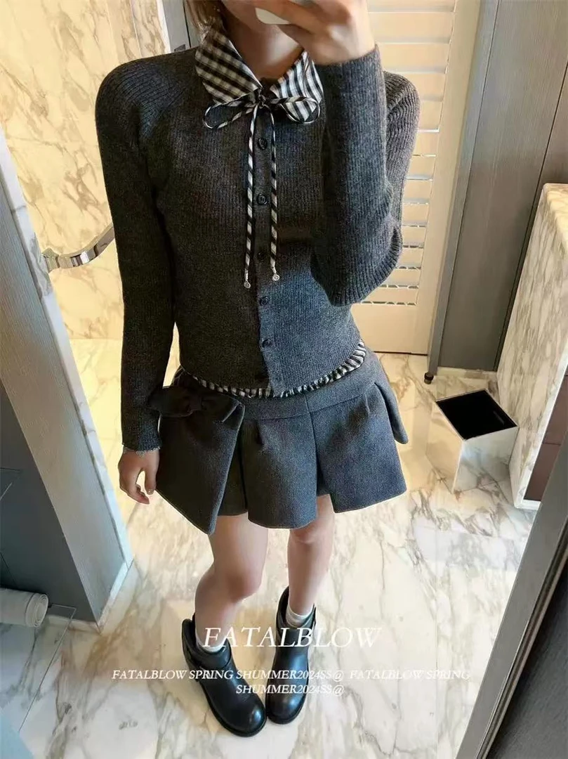 POLO领假两件韩版打底衫女设计感秋冬新款百搭显瘦长袖上衣