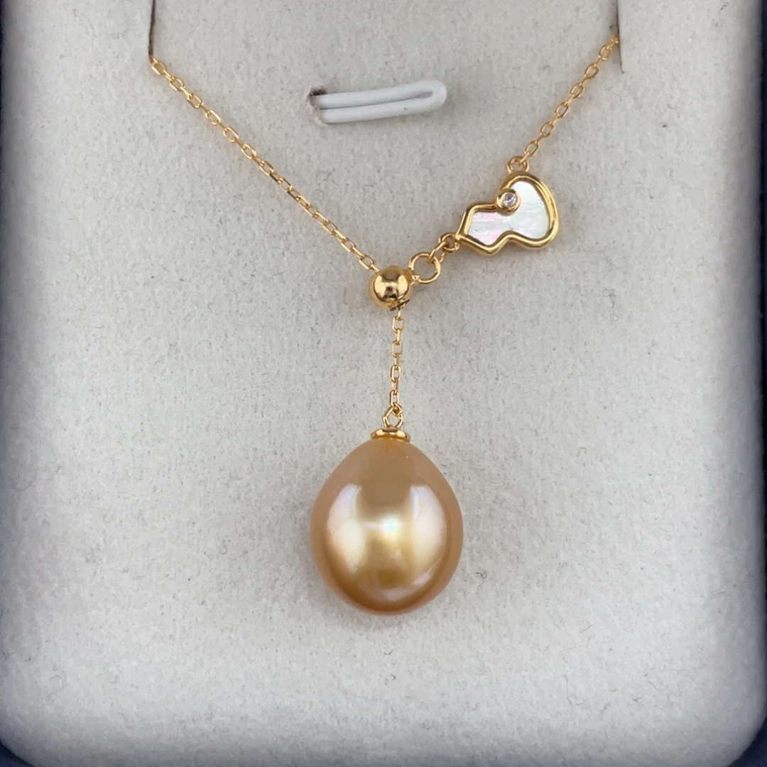 银S925镶嵌11-12金珠套链定制不退不换海水珍珠