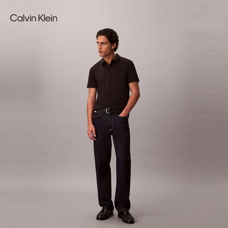 CK Jeans26春夏新款男士商务休闲通勤纯色三粒扣翻领短袖T恤POLO