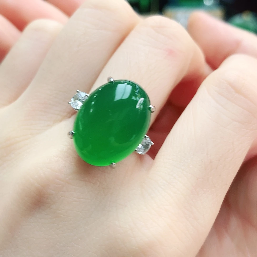 玛瑙/玉髓戒指银S925镶嵌