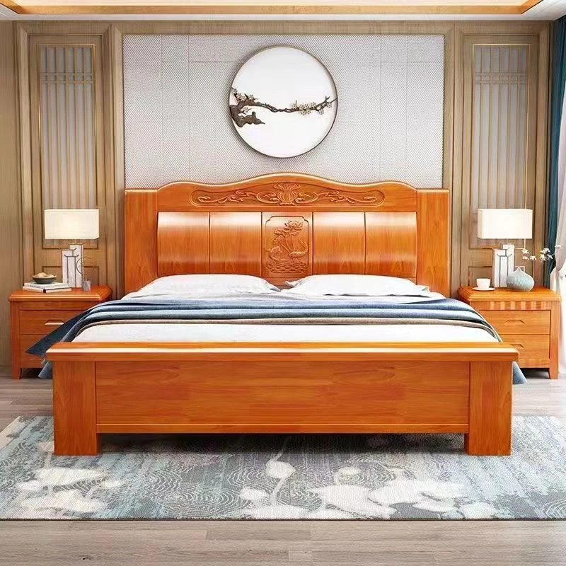 【爆款热销】高档中式实木床18米1.5米2米双人气压储物双人卧室婚床