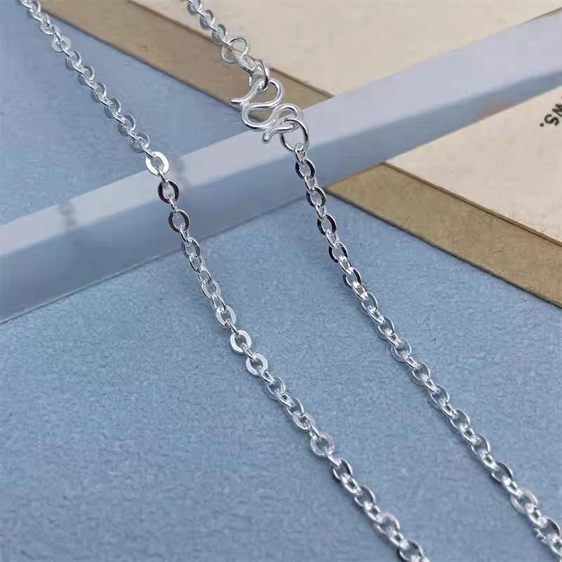 链子足银 纯银999闪欧链素链女高级感千足银o字链锁骨链礼物