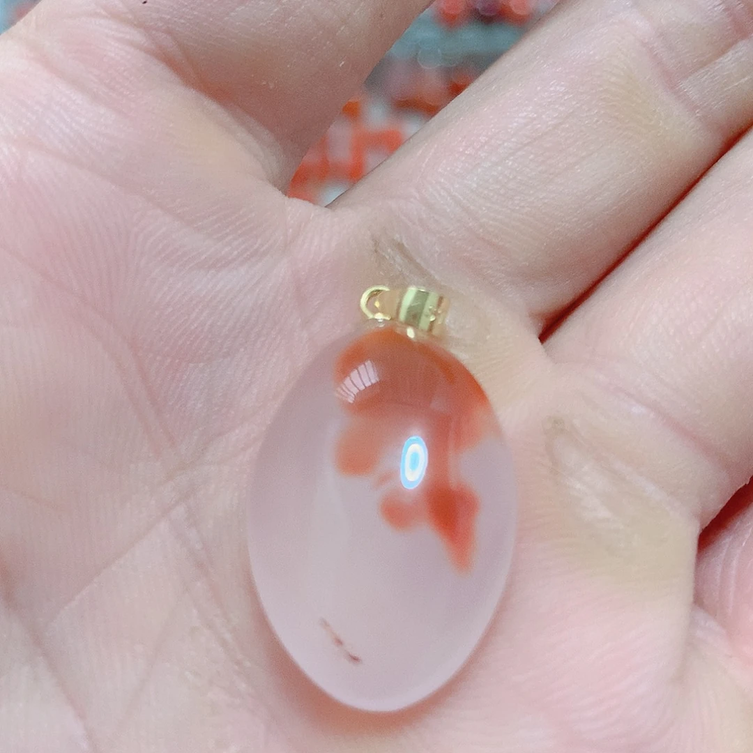 南红玛瑙银S925镶嵌吊坠(不含链)