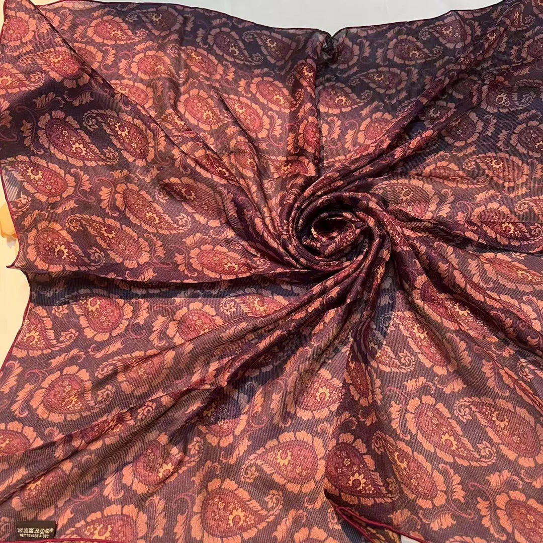 110二经西丽纱方巾-恩游斯记 薯莨105cm丝巾