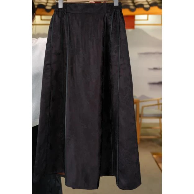 2025春夏新款宽松优雅新中式复古提花国风丝绸真丝半裙RB253810