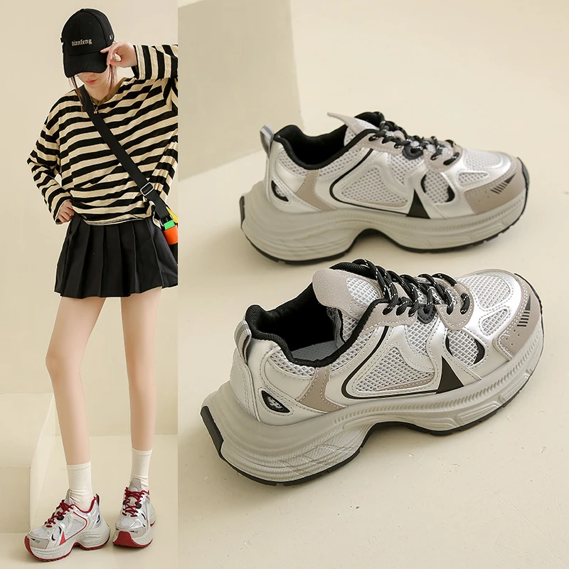 老爹鞋女2025春季新款韩版百搭透气休闲运动鞋女厚底学生鞋时尚潮