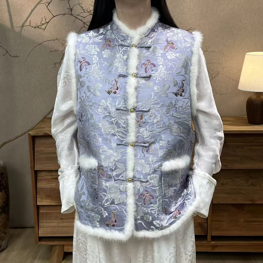 云锦 蝴蝶马甲 女装新中式国风上衣 加厚马甲