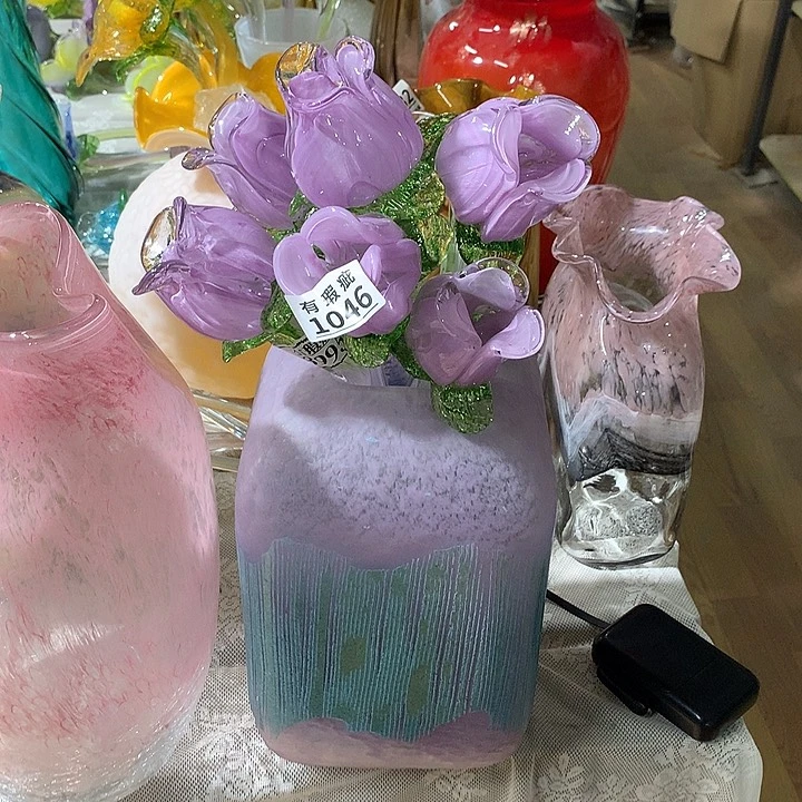 琉璃6只花瑕疵一个全品花瓶摆件