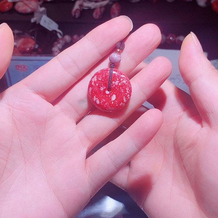 天然辰砂原石平安扣