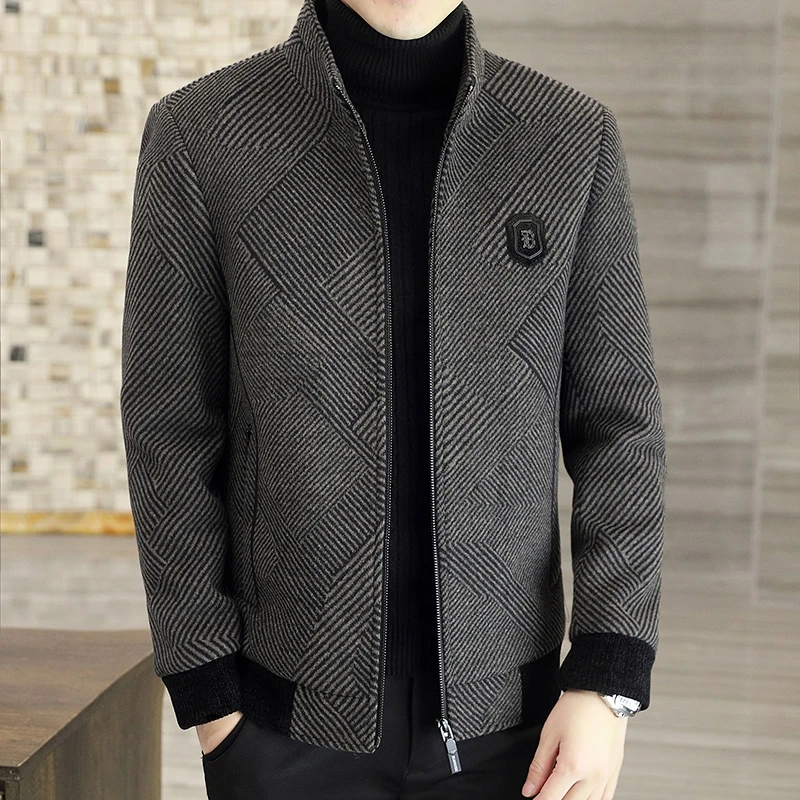 凯邦威男士秋冬季新款立领休闲短款夹克中年加厚高端潮牌翻领外套