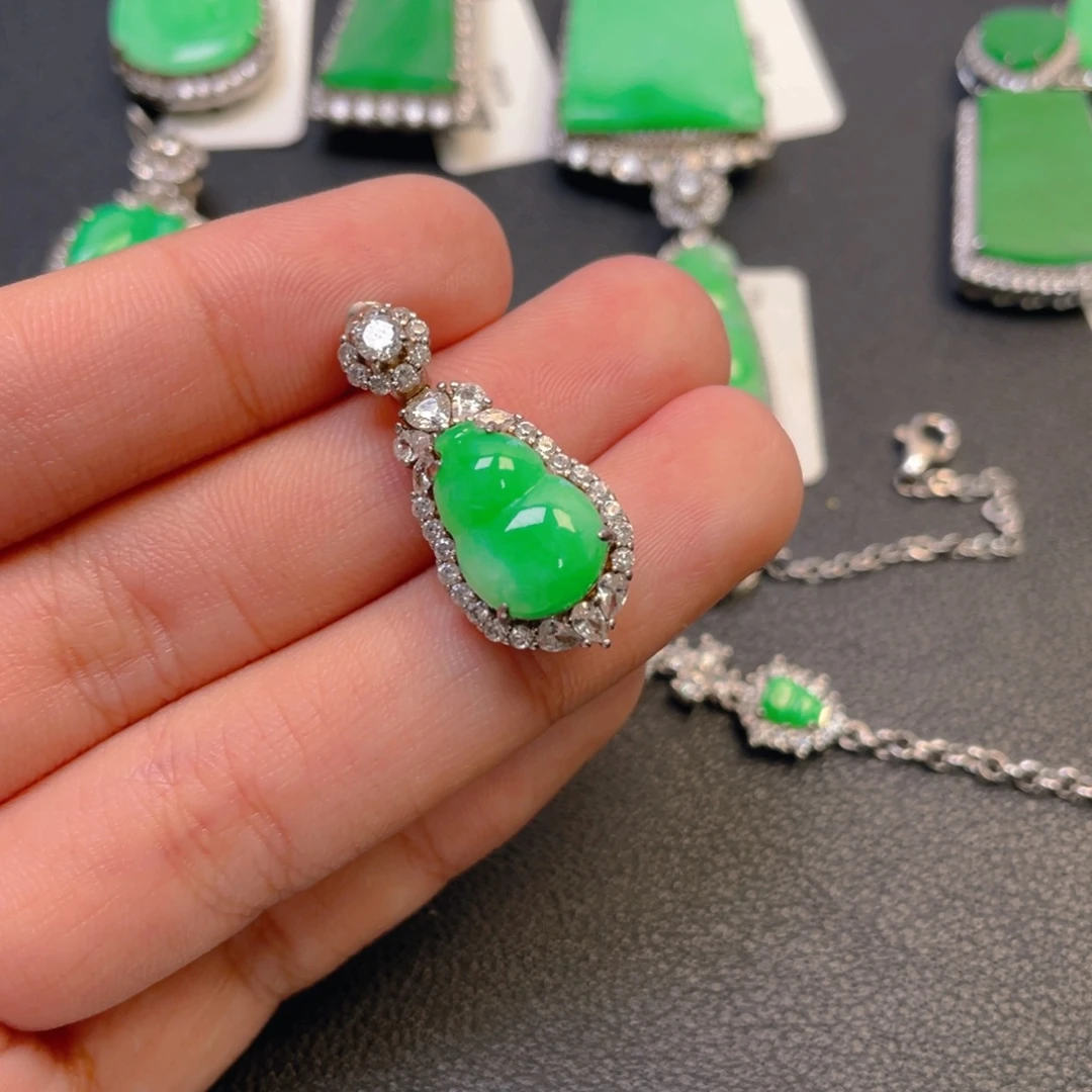 翡翠银S925镶嵌吊坠(不含链)