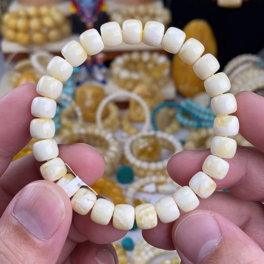 蜜蜡未镶嵌手链瓷白白蜡满白8mm