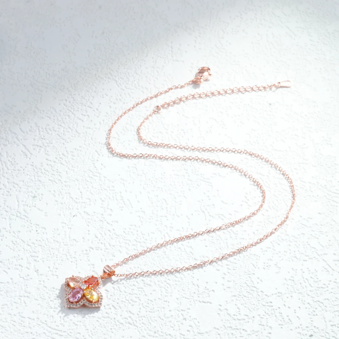 铜合金锆石项链 气质轻奢时尚彩色紫色灵动镶嵌坠链项链5800-2