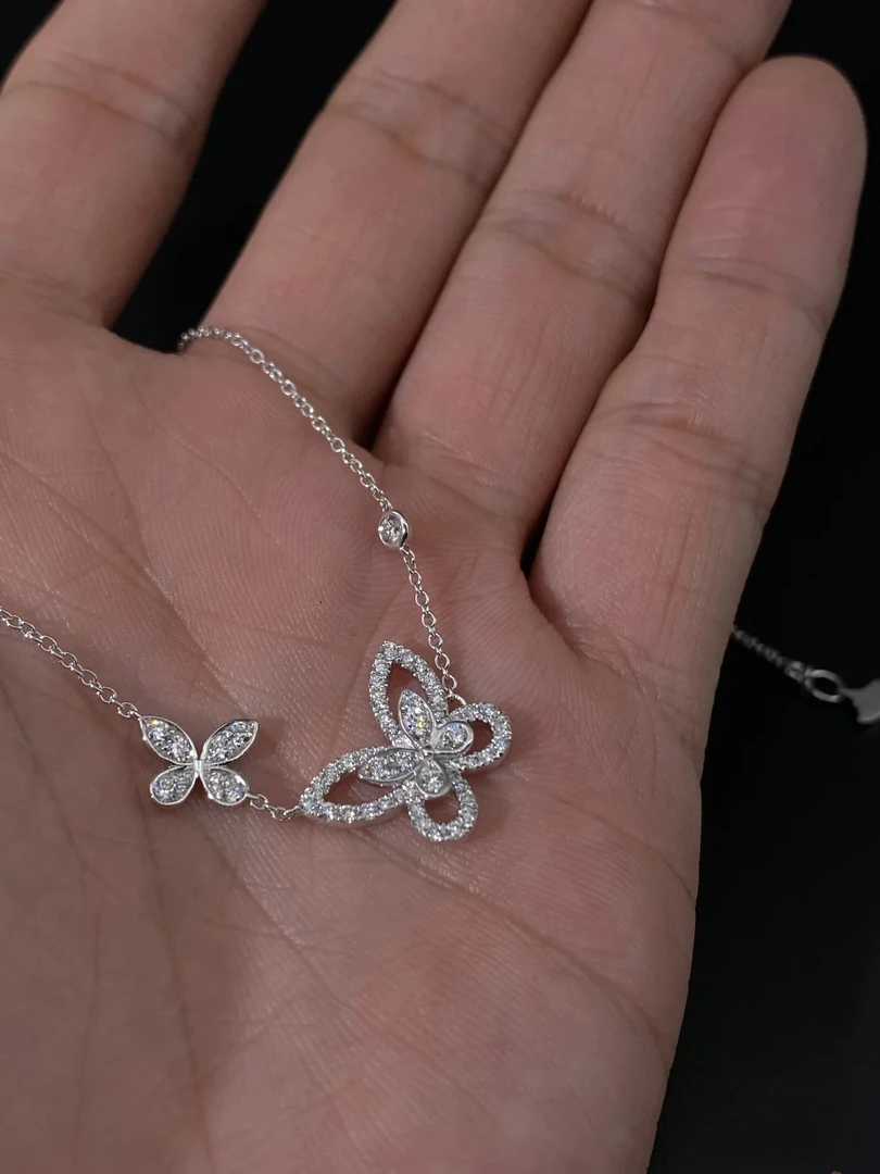 【CHERISH】18k  幻影双蝴蝶项链天然钻石