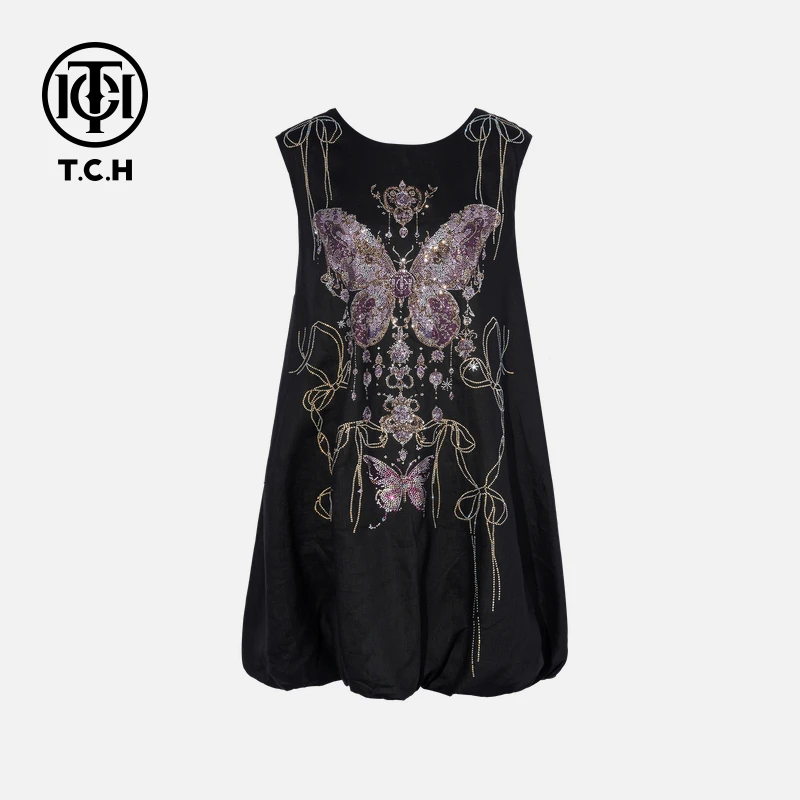 TCH私服烫钻工艺新时尚淑女百搭新潮流连衣裙T75B30E5135轻奢tch