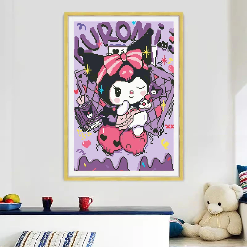 （100  ）库洛米三丽鸥18色49*67-大格4股满绣十字绣