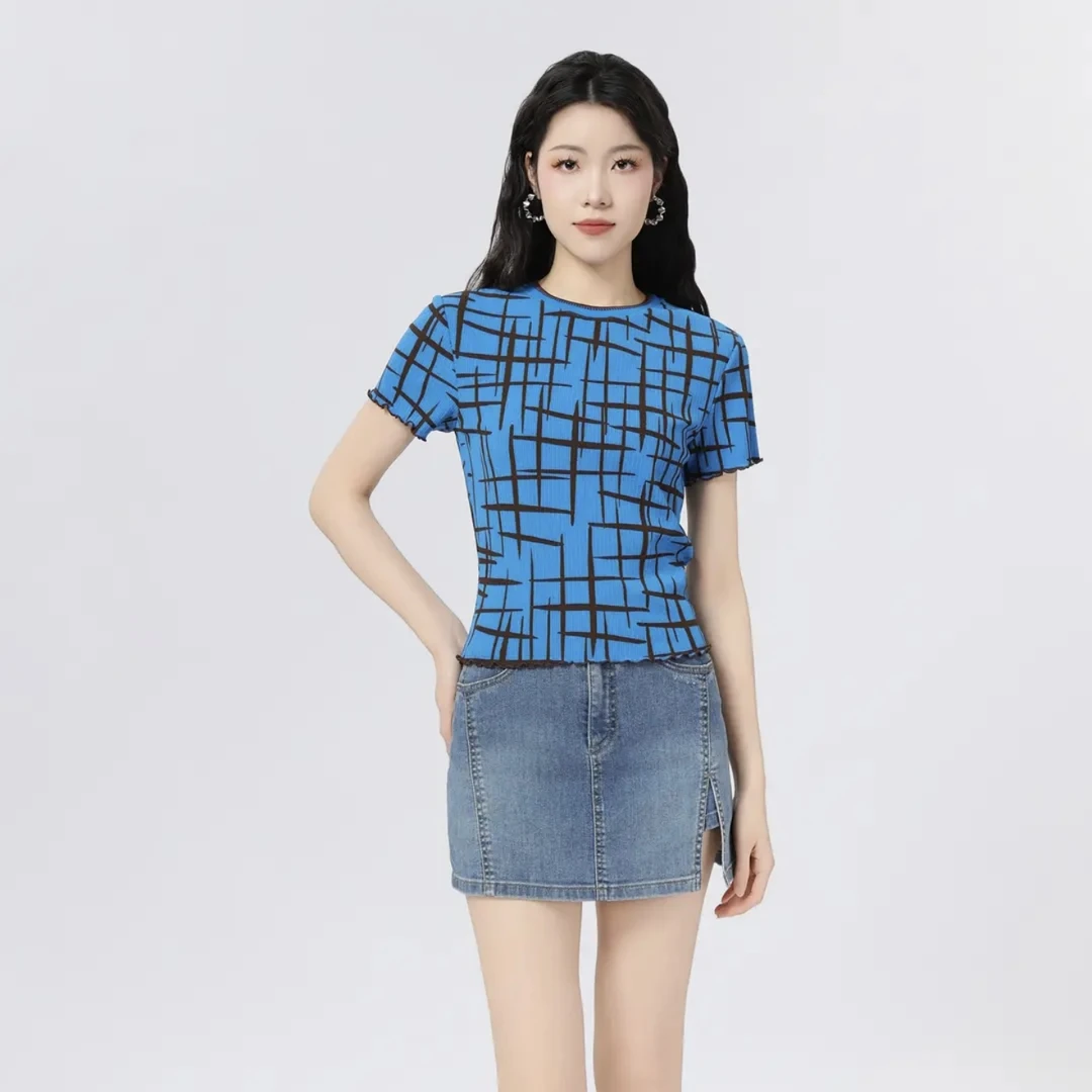 GIRDEAR/哥弟女装春夏新款气质百搭修身短袖圆领t恤 130026