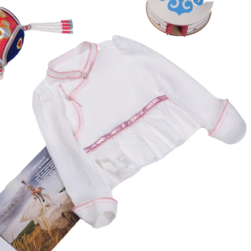 【德利源】女童民族风褶皱马蹄袖衬衫D0634#